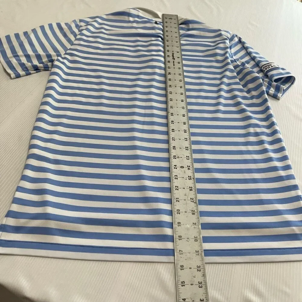 Polo Golf Ralph Lauren Blue White Stripe Short Sleeve Polo Shirt US Open Large